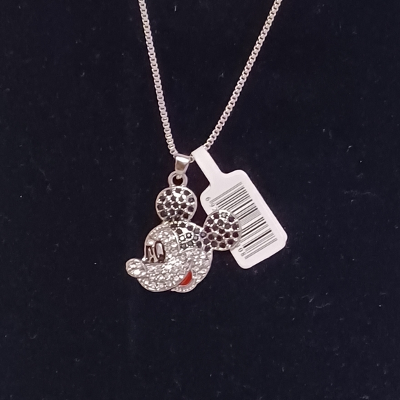 Mickey Cartoon Pendant Silver and Black 22 in - Picture 3 of 4